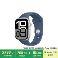 Apple/蘋果 Watch Series 10 智能手表GPS+蜂窩款46毫米銀色鋁金屬表殼丹寧色運動型表帶S/M MWYF3CH/B