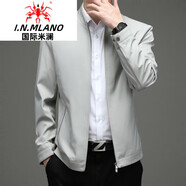國(guó)際米瀾高端男裝品牌夾克男士春秋季新款翻領(lǐng)春秋季中年爸爸外套男 白灰色 M 170