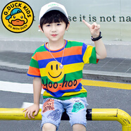 G.DUCKKIDS童夏裝套裝夏季潮款洋氣新款時髦童兄妹裝龍鳳胎兩件套 桔色套裝 160 cm