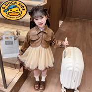 G.DUCKKIDS女童裙子套裝春秋款2025洋氣時(shí)髦女寶寶早春長(cháng)袖時(shí)尚赫本風(fēng)連衣裙 咖色 90cm (建議80-90cm 1-2周歲)