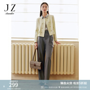 玖姿·安娜蔻東方簡(jiǎn)奢風(fēng)金屬腰帶壓褶長(cháng)褲闊腿休閑褲女2024春款 灰色 S