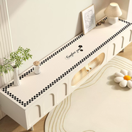 電視柜桌墊防水防油免洗餐邊柜墊硅膠鞋柜臺面保護墊防臟茶幾桌布 黑框格紋花 40200cm