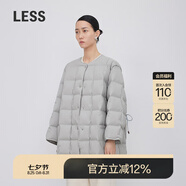 LESS【周迅同款】冬季休閑寬松泡芙無(wú)領(lǐng)輕薄中長(zhǎng)羽絨服2N0C1096A 458/冷灰藍(lán) L