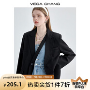 VEGA CHANG小西裝女春秋2025新款純色韓版高級(jí)感小眾設(shè)計(jì)感女士西服西裝外套 黑色 L
