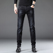 優(yōu)衣以鯤牛仔褲男修身直筒休閑寬松新款長(cháng)褲子男潮牌同款 黑藍 28