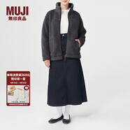 無印良品 MUJI 男女通用 羊羔絨 拉鏈夾克 毛絨加絨厚外套 秋冬季 深灰色 XXS-XS