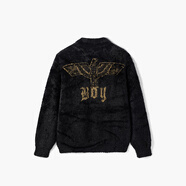 BOY LONDON【奶油泡芙】BOYLONDON春情侶款老鷹logo寬松毛衣針織衫N60009 黑色 XL