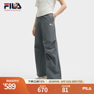 FILA斐樂(lè)褲子女子韓素希同款長(zhǎng)褲2025夏季新款小狐貍時(shí)尚休閑收口褲 綠木灰-DY XL 175/74A/XL