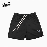 SLAMBLESLAMBLE夏季新款彈力毛圈短褲男女純色百搭運動(dòng)四分褲中褲薄款潮 黑色 XL