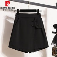 皮爾卡丹2025夏季新款寬松大碼韓版設計感女短裙褲胖MM短褲時(shí)尚防走光短裙 黑色 2XL (建議120-140斤)