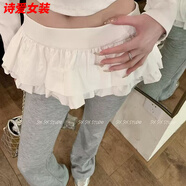 美安嘉蕾絲芭蕾新款花邊系帶設計圍裙屁簾韓國腰封蓬蓬裙半身裙 白色 均碼 小碼80-115斤