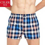 仕樂(lè )男士?jì)妊澕兠奁浇茄潓捤砂⒘_褲大碼肥佬內褲全棉短褲頭褲衩送男友 藍咖格 1條 6XL