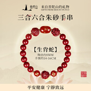 普陀山高含量朱砂三合六合手串本命年雕刻生肖朱砂手串男士禮物