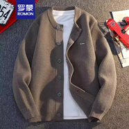 羅蒙（ROMON）2025春秋季慵懶風(fēng)開衫潮流休閑圓領(lǐng)紐扣套頭純色毛衣男士開衫外套 淺卡其 XL 135-150斤