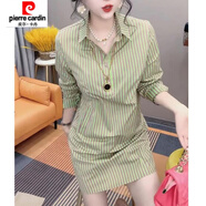 皮爾卡丹（pierre cardin）2025新款連衣裙新款寬松顯瘦時(shí)尚名媛氣質(zhì)法式設(shè)計(jì)感簡(jiǎn)約小眾襯衫 條紋裙子【有口袋】 XL 【約120-135斤】