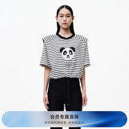 RE'VAN芮范夏季新品設(shè)計(jì)師款萌趣熊貓頭條紋拼接T恤RN31001215 橫條紋 M/38
