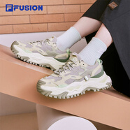 FILA FUSION斐樂女鞋BIANCO老爹鞋季新款硬糖鞋休閑鞋厚底運動鞋女 銀云/米色-SA 36