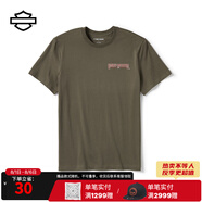 哈雷戴維森 男士See No EVO圖案T恤 純棉 深綠色 L
