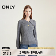 ONLY秋冬含羊毛學(xué)院風(fēng)套頭翻領(lǐng)寬松針織衫女|124313028 G51 中花紗灰 M (165) 84A