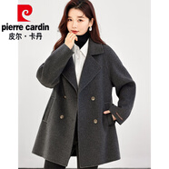 皮爾卡丹（pierre cardin）2025年秋冬季新款韓版灰色小西裝雙面呢羊毛大衣女中長(cháng)款毛呢外套 深灰色 L