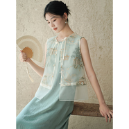 初蟬衣事新中式馬甲女2025夏薄款氣質(zhì)國風(fēng)盤(pán)扣歐根紗刺繡通透背心上衣 馬甲（玉杏） S （現貨）