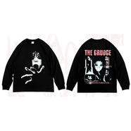 雪德雅（XUEDEYA）恐怖衣服咒怨:The:Grudge:經(jīng)典鬼片恐怖電影美式街頭復(fù)古重口味長(zhǎng) 黑色長(zhǎng)袖 XS :90-100斤
