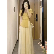 墨媛（MOYUAN）2025年春天夏季新款品兩件女士套裝法式連衣裙小個子穿搭氣質(zhì)衣服 上衣+裙子 均碼 85-128斤
