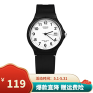卡西歐（CASIO）手表學(xué)生小黑表簡(jiǎn)約指針石英電子表 手表男女考試手表時(shí)尚運(yùn)動(dòng)表 MW-59-7B 33mm小表盤(pán)帶日歷