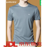 Emporio Armani夏季高端桑·蠶·絲短袖T恤男士圓領(lǐng)純色棉體恤衫 GR-8881灰蘭 L 170
