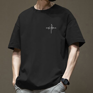 簡(jiǎn)丹柔廣州普寧男短純棉袖t恤夏季廣州十三行杭州四季青士T恤2025裝寬松 黑色棉短.袖-2524 S 體重90-115斤