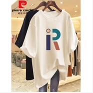 皮爾卡丹（pierre cardin）蝙蝠衫夏季寬松T恤胖m妹大尺碼女裝短袖純棉韓版遮肚子中長(zhǎng)款上衣 杏色 M
