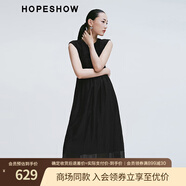 紅袖2025春季新款女裝 蝴蝶結(jié)松緊收腰圓領(lǐng)套頭背心連衣裙 黑050 XS