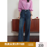 獨(dú)束大碼女裝復(fù)古高腰立裁空氣感牛仔褲女春季新款微胖mm直筒長(zhǎng)褲子 復(fù)古牛仔藍(lán) XL