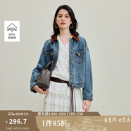 茵曼（INMAN）章若楠同款復(fù)古休閑女裝短款牛仔外套2025年秋季新款長(zhǎng)袖上衣 牛仔藍(lán)-18538234 M
