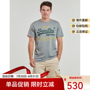 Superdry男士T恤短袖潮流休閑透氣運(yùn)動(dòng)圓領(lǐng)純棉印花灰色夏季2025新款 灰色 M (EU)
