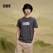 森馬【短袖合輯】短袖T恤男夏季男女同款休閑風(fēng)上衣t恤百搭簡(jiǎn)約款 E款-褐灰20851 M