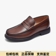 萊爾斯丹（le saunda）春夏商務(wù)低幫舒適圓頭休閑男鞋樂福鞋4TM60801 深啡色 TML 41
