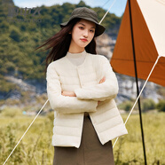 雪中飛羽絨內(nèi)膽女輕薄羽絨服女短款2024年新款冬季內(nèi)搭修身時(shí)尚羽絨服外 米白 M