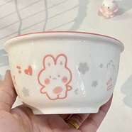 接運貓新款飯碗卡通家用陶瓷餐具可愛(ài)高顏值情侶款網(wǎng)紅單人碗勺整 兔兔我呀 只有一個(gè)碗