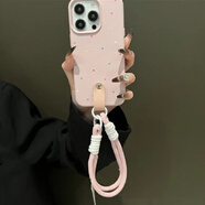 DOBins粉波點表情小包包適用蘋果15手機保護殼16promax皮質(zhì)軟殼ip 粉色皮紋彩色小點點釘扣掛繩 iPhone6s