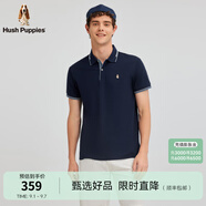 Hush Puppies【經(jīng)典休閑】暇步士男裝春夏撞色線(xiàn)條短袖POLO衫 085深藍2 M