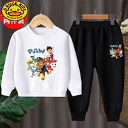 G.DUCKKIDS男女童運(yùn)動(dòng)套裝春秋新款圓領(lǐng)長(zhǎng)袖衛(wèi)衣純棉中小童寶寶休閑套裝潮 汪汪隊(duì)衛(wèi)衣套裝（純棉）-白色 120 (建議35-45斤)
