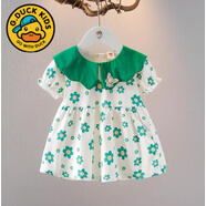 G.duck女童夏天連衣裙洋氣新款女寶寶公主裙0-3歲夏裝2嬰兒上衣仙女裙子 068綠色 80 cm