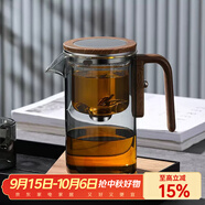 憶壺茶飄逸壺玻璃茶壺懶人泡茶器茶水分離杯過(guò)濾泡茶家用玻璃泡茶壺茶具 黑色璟仁壺520ml
