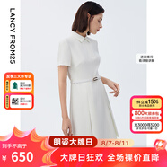 朗姿【尖貨補(bǔ)單】黑白色顯瘦輕禮服襯衫連衣裙女夏新款復(fù)古小黑裙裙子 白色 M 160/80A
