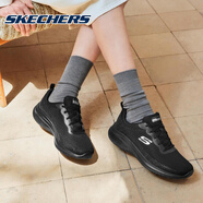 斯凱奇（Skechers）女鞋 透氣網(wǎng)面鞋軟底輕便運動鞋緩震跑步鞋 897984-BBK 38