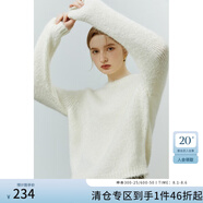 范思藍恩22FS4079軟軟糯糯馬海毛毛衣女秋冬寬松慵懶風(fēng)套頭針織衫 奶油白 M
