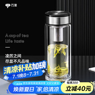 萬象（WANXIANG）雙層玻璃杯大容量高顏值簡約商務(wù)泡茶杯帶蓋高硼硅玻璃杯車載便攜 V48RL-鈦黑亮 370ml