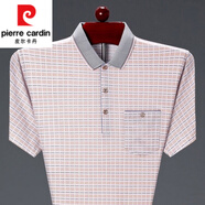皮爾卡丹（pierre cardin）真口袋夏季短袖T恤男中年翻領(lǐng)商務(wù)爸爸裝中老年寬松大碼薄款體恤 136黃格 M 165 適合90-115斤