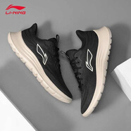李寧（LI-NING）輕羽跑步鞋男鞋夏季網面透氣軟底輕便休閑反光跑鞋運動鞋 黑色（輕弦） 43